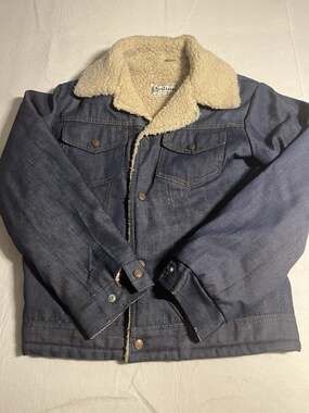 Vintage Raritan Sportswear Denim Jacket Mens Small Sherpa Lined Trucker 70s